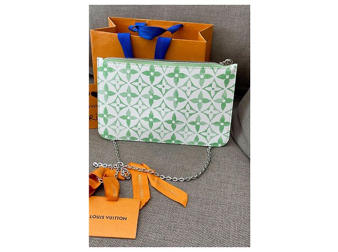 Louis Vuitton Neverfull am Pool Weiß Grün - Ansicht 5
