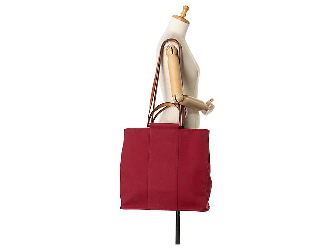 Borsa da viaggio Hermès Toile Cabag Twist GM rossa Rosso - vista 10