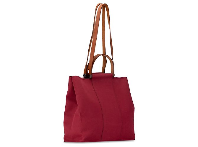 Borsa da viaggio Hermès Toile Cabag Twist GM rossa Rosso - vista 2