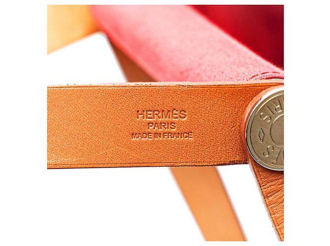 Borsa da viaggio Hermès Toile Cabag Twist GM rossa Rosso - vista 6
