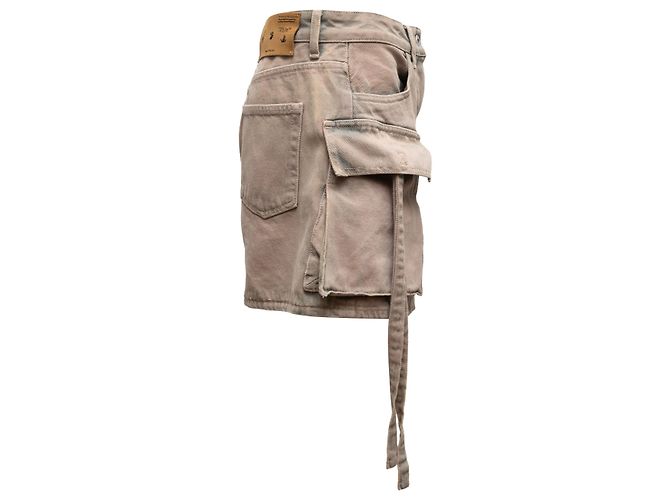 Off White Hellbraune, cremefarbene Cargo-Shorts, Größe 27 - Ansicht 2