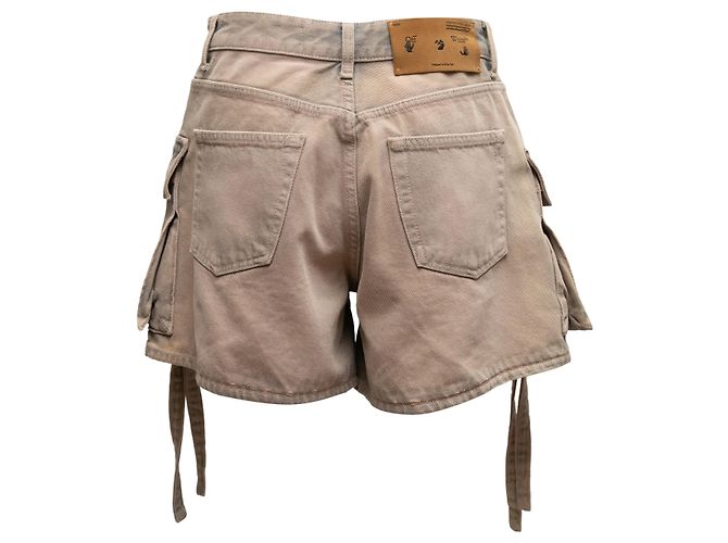 Off White Hellbraune, cremefarbene Cargo-Shorts, Größe 27 - Ansicht 3