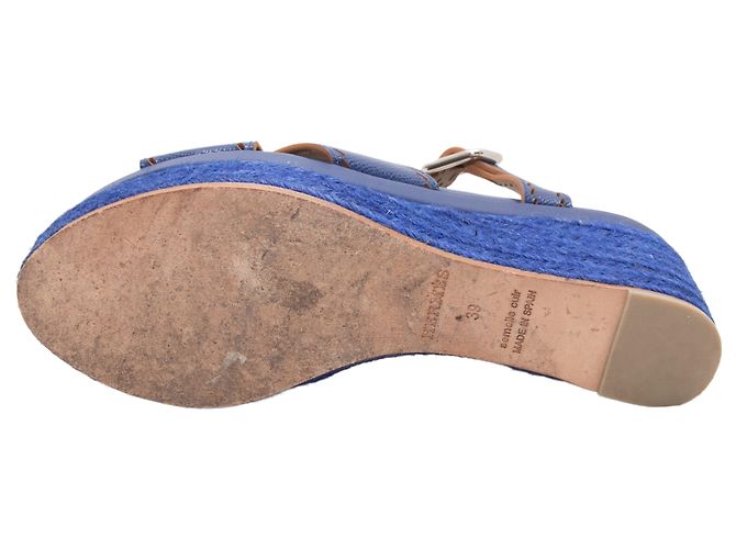 Trim Hermès Sandali con zeppa espadrillas in pelle blu Hermes taglia 39 - vista 5