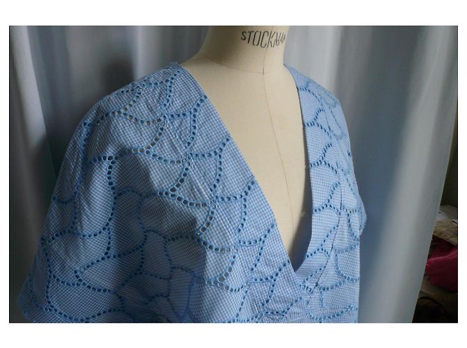 BEL AIR Sommerkleid mit durchbrochenem Himmelblau-Karo T2 NEU - Ansicht 2