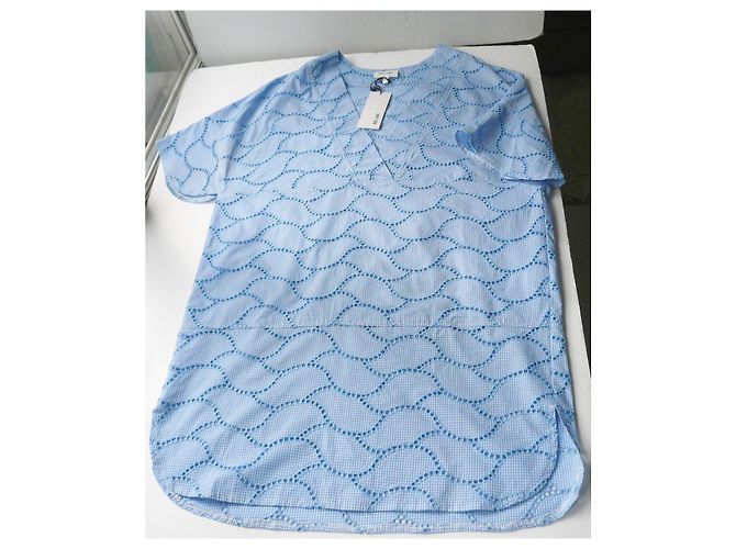 BEL AIR Sommerkleid mit durchbrochenem Himmelblau-Karo T2 NEU - Ansicht 5