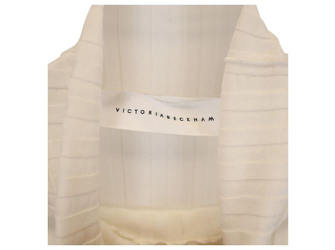 Victoria Beckham – Rollkragenpullover mit langen Ärmeln und Rippenmuster aus weißer Wolle Roh - Ansicht 5