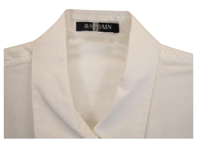 Camisa con botones dorados de Balmain en algodón blanco Crudo - vista 2