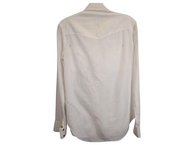 Camisa con botones dorados de Balmain en algodón blanco Crudo - vista 3