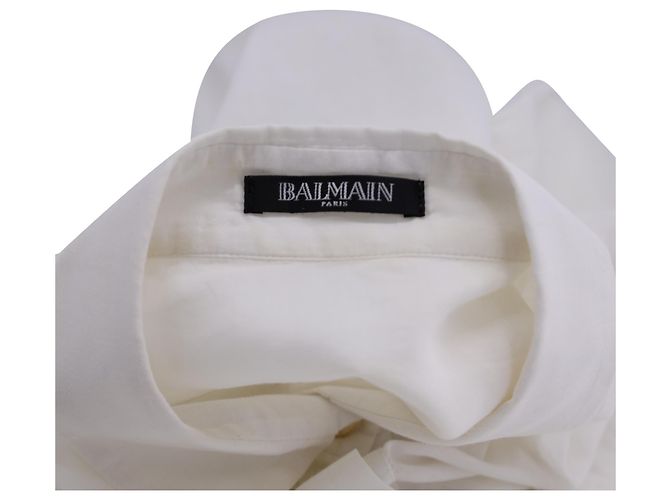 Camisa con botones dorados de Balmain en algodón blanco Crudo - vista 4