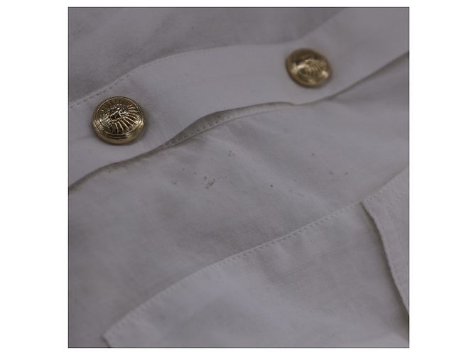 Camisa con botones dorados de Balmain en algodón blanco Crudo - vista 5