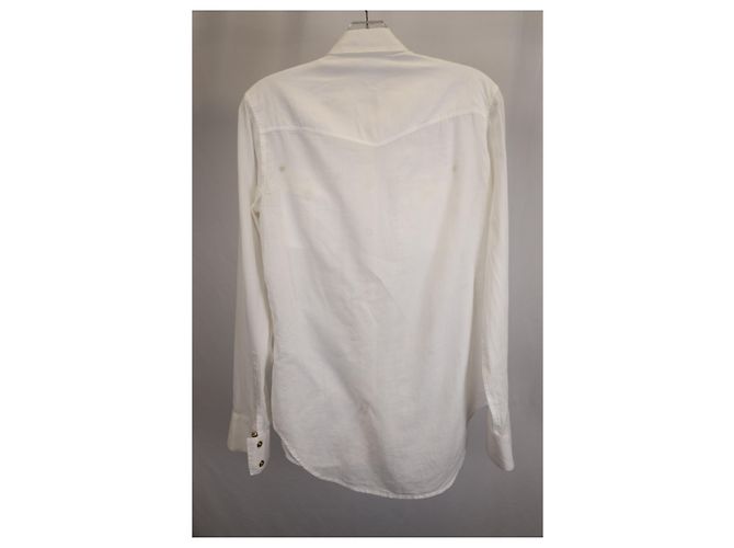 Camisa con botones dorados de Balmain en algodón blanco Crudo - vista 8