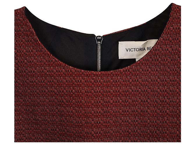 Vestido midi de jacquard elástico Victoria Beckham en algodón burdeos Roja - vista 2