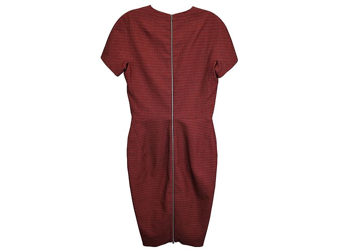 Vestido midi de jacquard elástico Victoria Beckham en algodón burdeos Roja - vista 3