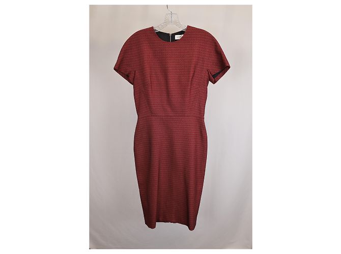 Vestido midi de jacquard elástico Victoria Beckham en algodón burdeos Roja - vista 4