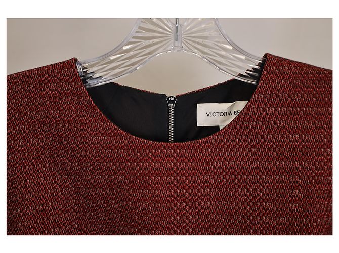 Vestido midi de jacquard elástico Victoria Beckham en algodón burdeos Roja - vista 5