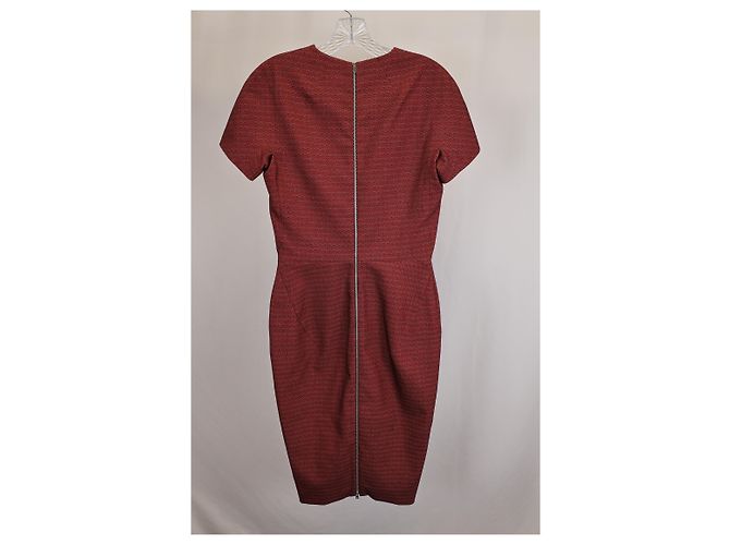 Vestido midi de jacquard elástico Victoria Beckham en algodón burdeos Roja - vista 6