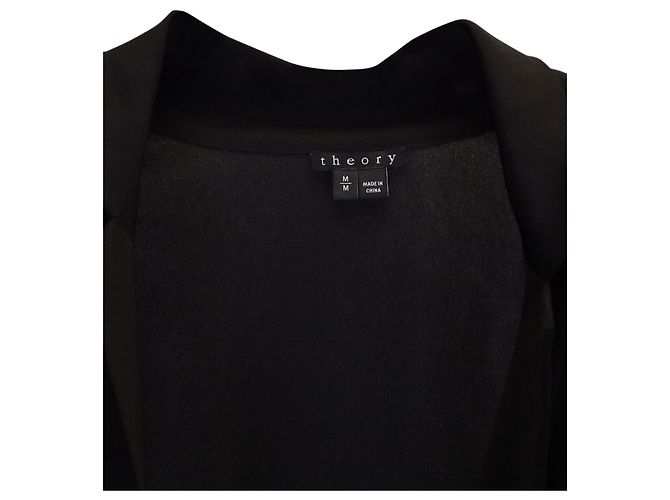 Theory – Bluse mit drapierter Vorderseite aus schwarzem Polyester - Ansicht 2