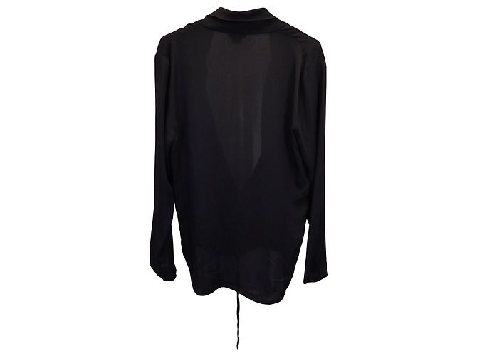 Theory – Bluse mit drapierter Vorderseite aus schwarzem Polyester - Ansicht 3