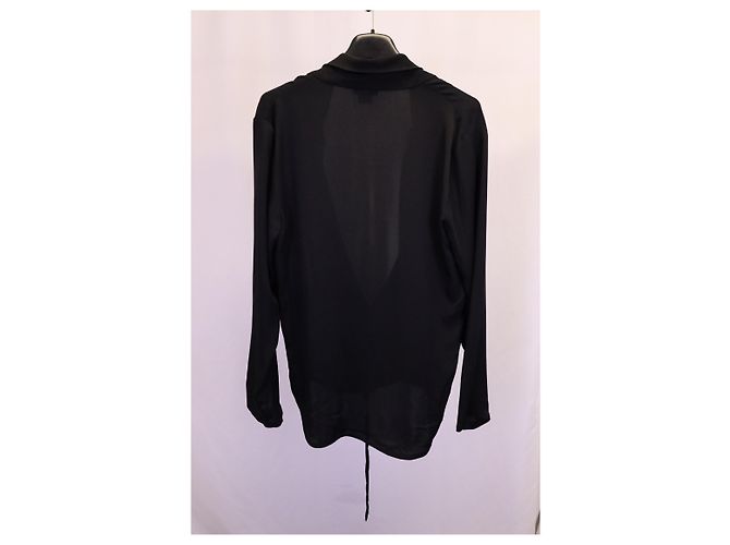 Theory – Bluse mit drapierter Vorderseite aus schwarzem Polyester - Ansicht 6