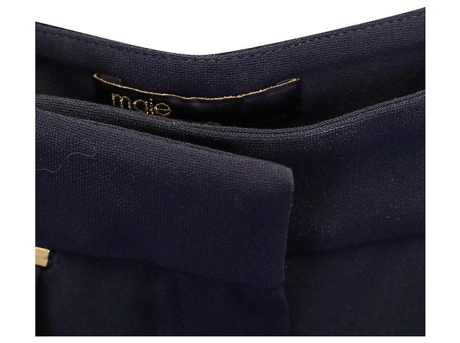 Calça Maje Plissada em Acetato Azul Marinho - vista 2