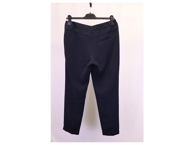 Calça Maje Plissada em Acetato Azul Marinho - vista 6