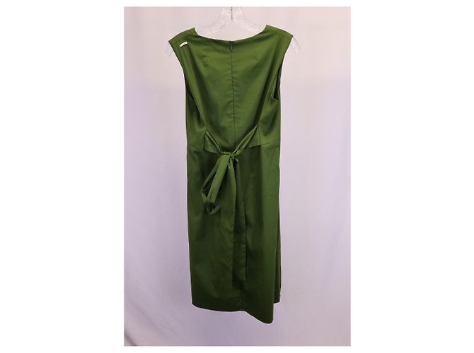 Abito midi svasato con scollo a V Max Mara in cotone verde - vista 6