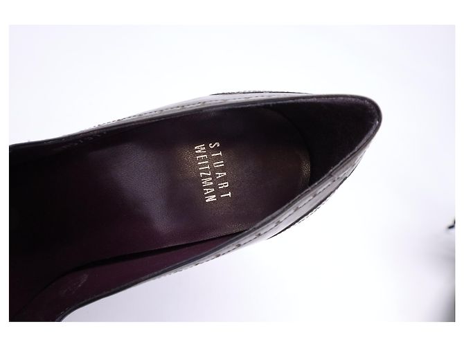 Stuart Weitzman Décolleté stringati con punta alari in pelle grigia Grigio - vista 12