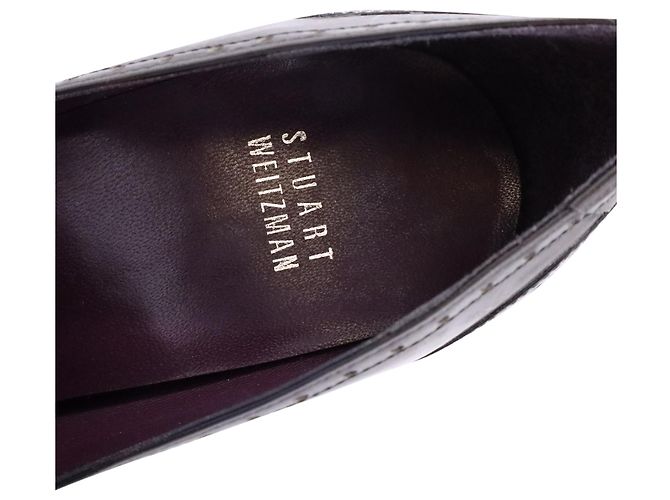 Stuart Weitzman Décolleté stringati con punta alari in pelle grigia Grigio - vista 6