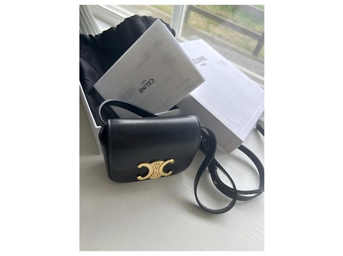 Borsa Céline Mini Triomphe in pelle nera Nero - vista 2