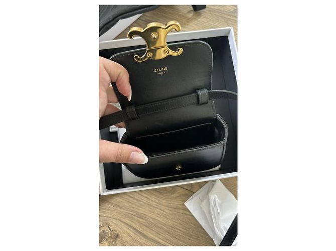 Borsa Céline Mini Triomphe in pelle nera Nero - vista 4