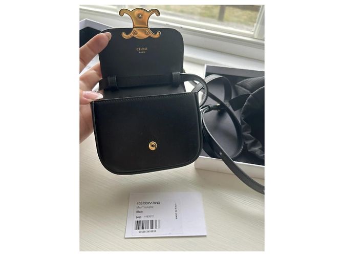 Borsa Céline Mini Triomphe in pelle nera Nero - vista 5