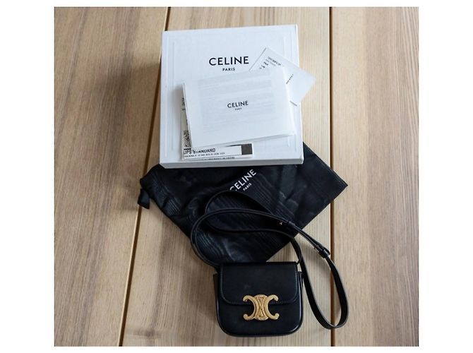 Borsa Céline Mini Triomphe in pelle nera Nero - vista 6