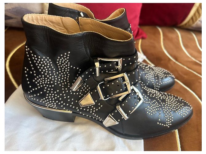 Chloé Suzanne Botines de Cuero Negros - vista 2