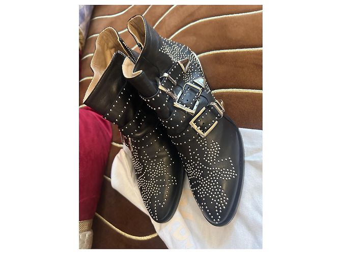 Chloé Suzanne Botines de Cuero Negros - vista 3