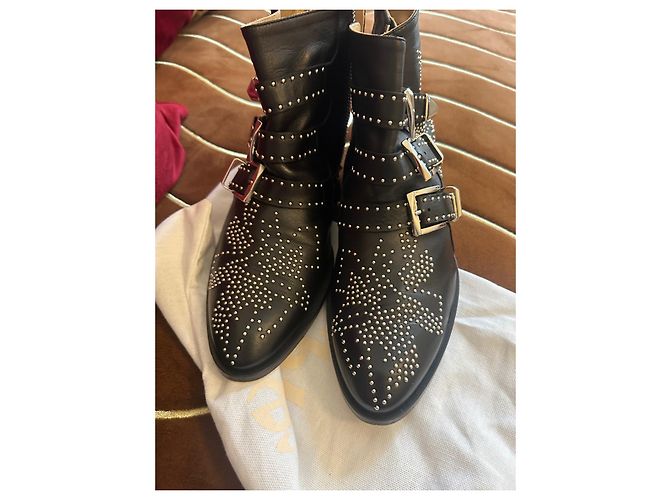 Chloé Suzanne Botines de Cuero Negros - vista 4