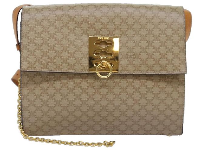 Céline CELINE Borsa a tracolla in tela macadam Beige Auth 74388 - vista 13