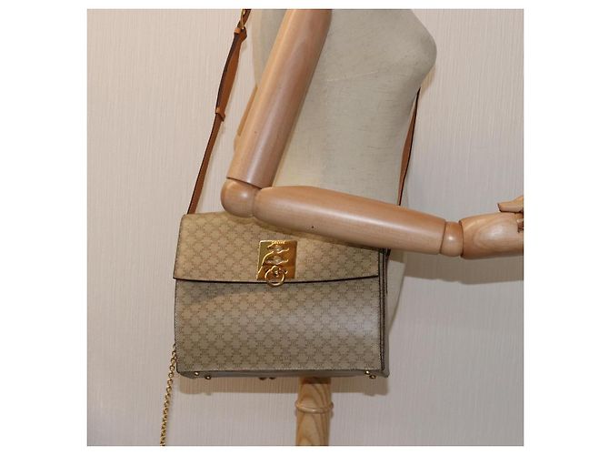 Céline CELINE Borsa a tracolla in tela macadam Beige Auth 74388 - vista 21