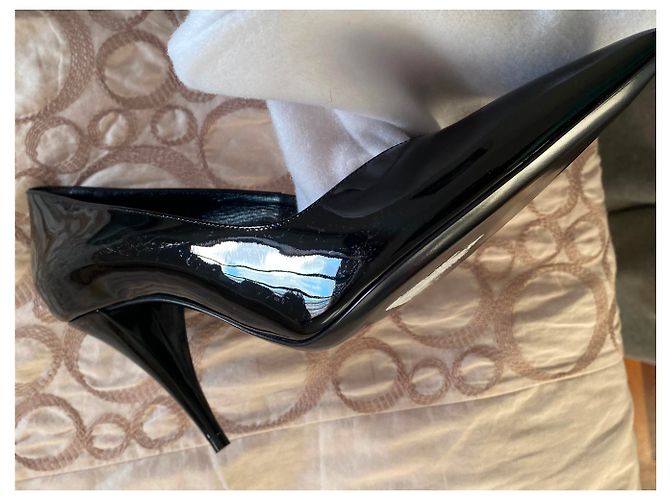 Décolleté Saint Laurent Kiki 85 in vernice nera Nero - vista 10