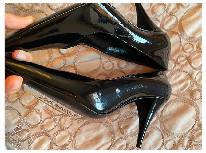 Décolleté Saint Laurent Kiki 85 in vernice nera Nero - vista 9