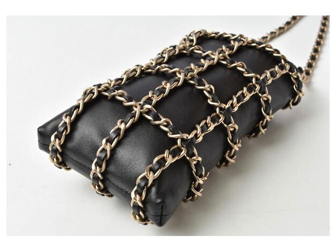 Borsa a tracolla Chanel in agnello nera Nero - vista 3