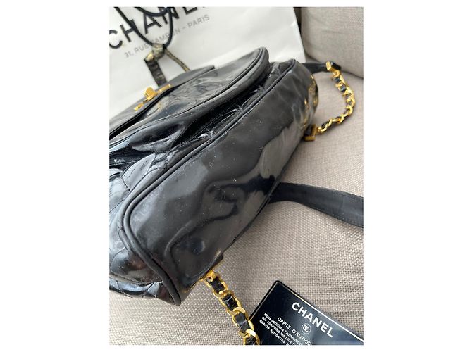 Zaino Chanel in pelle nera lucida Nero - vista 11