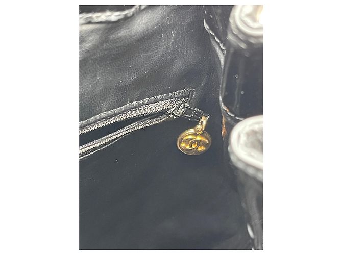 Zaino Chanel in pelle nera lucida Nero - vista 7