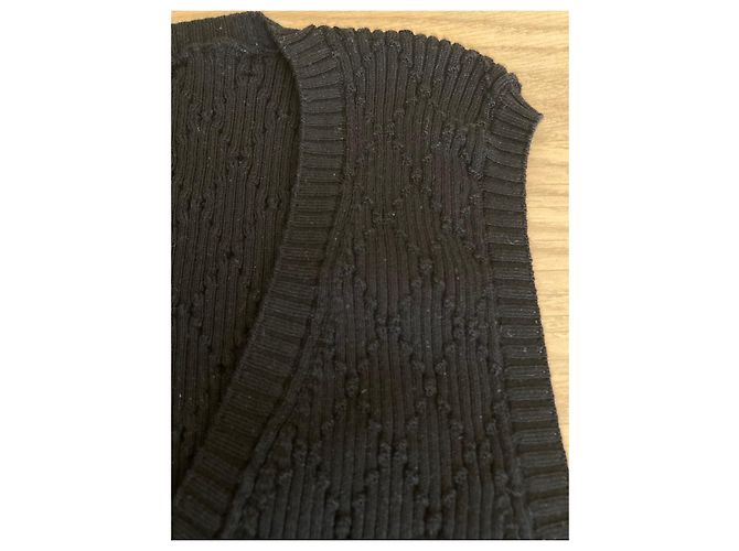 Chanel Top de malha de algodão stretch Preto - vista 2