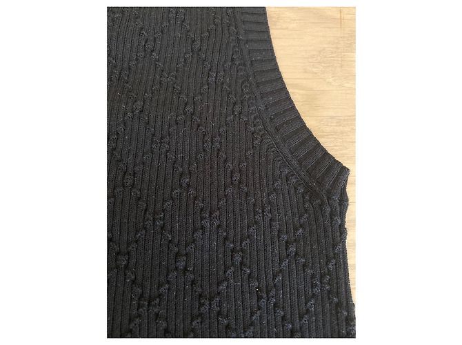 Chanel Top de malha de algodão stretch Preto - vista 3