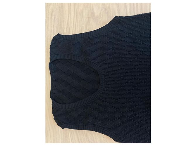 Chanel Top de malha de algodão stretch Preto - vista 5