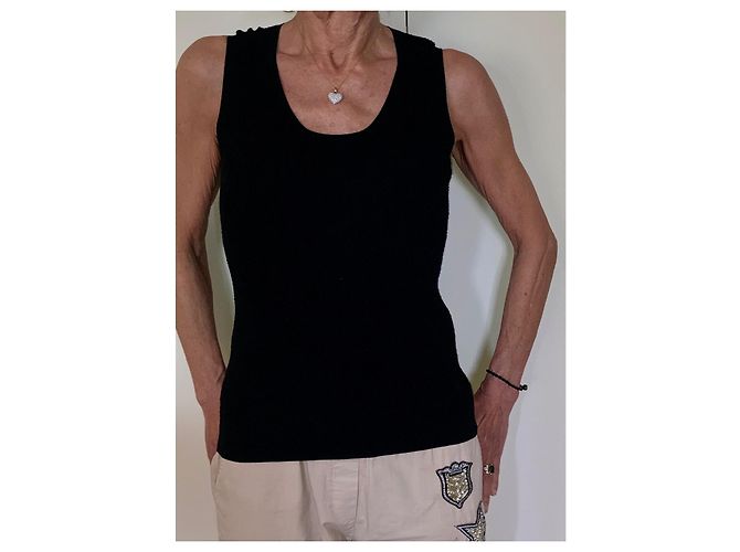Chanel Top de malha de algodão stretch Preto - vista 6