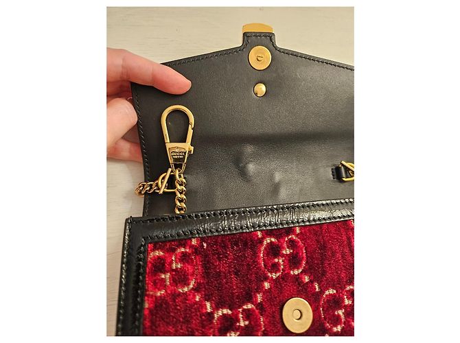 GUCCI Velluto GG Monogram Super Mini Sylvie Nero Bordò - vista 4