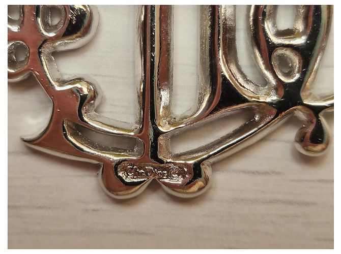Spilla con monogramma argento di Christian Dior con cristalli - vista 3