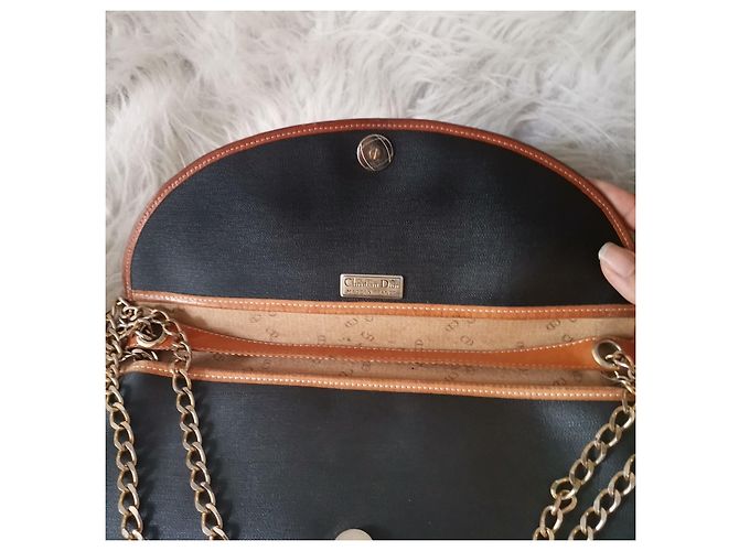 Clutch Christian Dior in pelle nera con catena Nero - vista 5