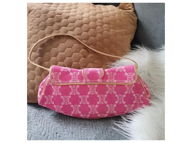 Borsa a mano Céline Triomphe in denim rosa - vista 4